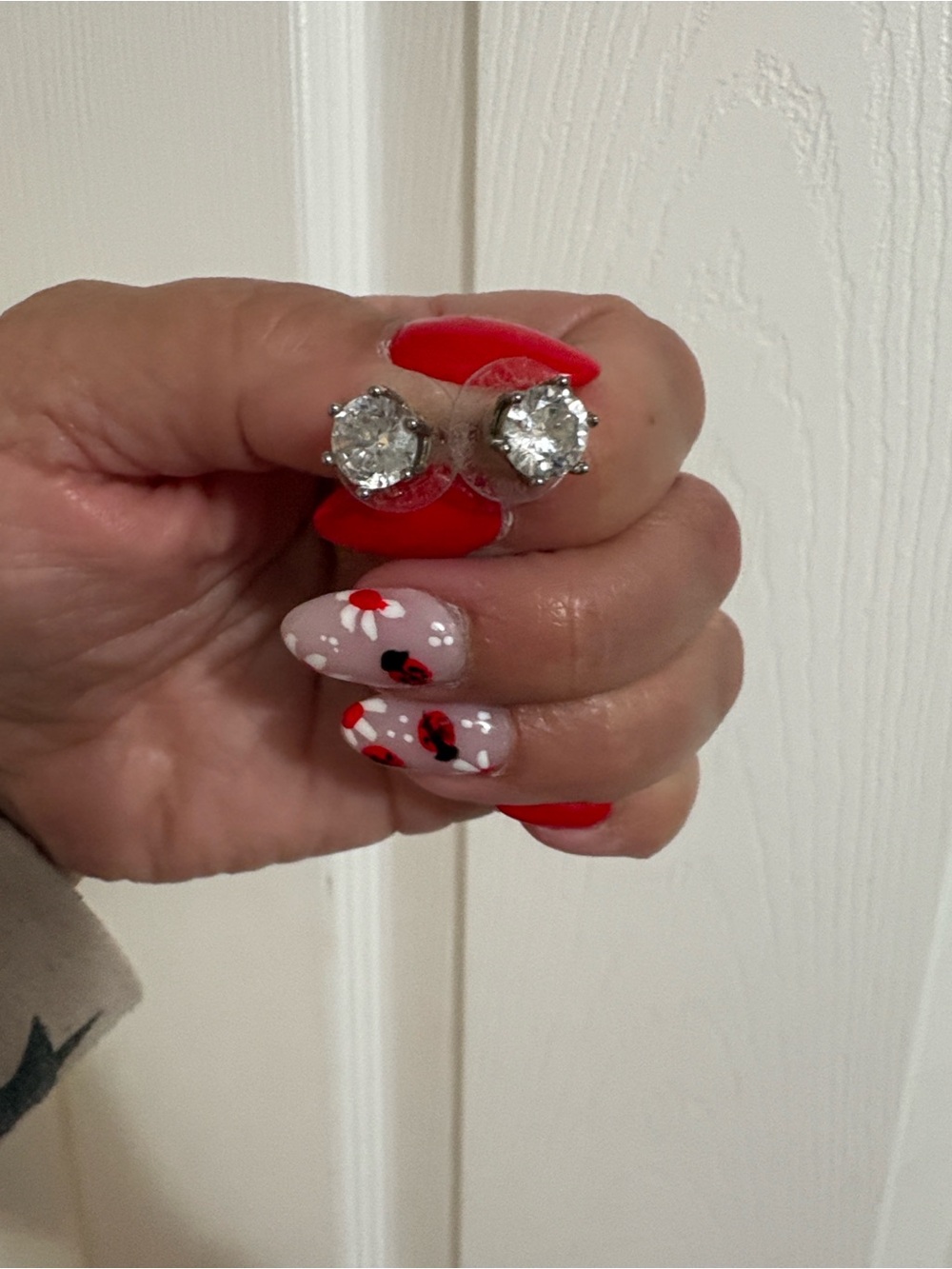 Red Oval Halo Cocktail Ring with Clear Accent Stones - Picture 6 of 16